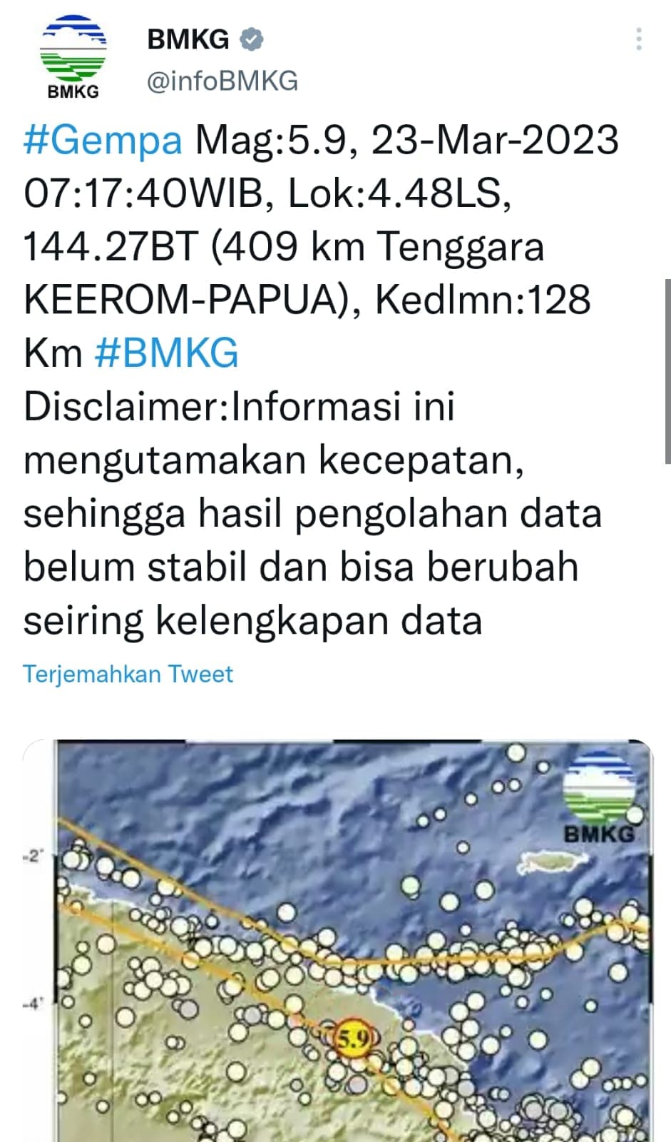 Ilustrasi berita Jayapura: Setelah Kunjungan Presiden Jokowi, Keerom Diguncang Gempa Bumi 5,9 Magnitudo