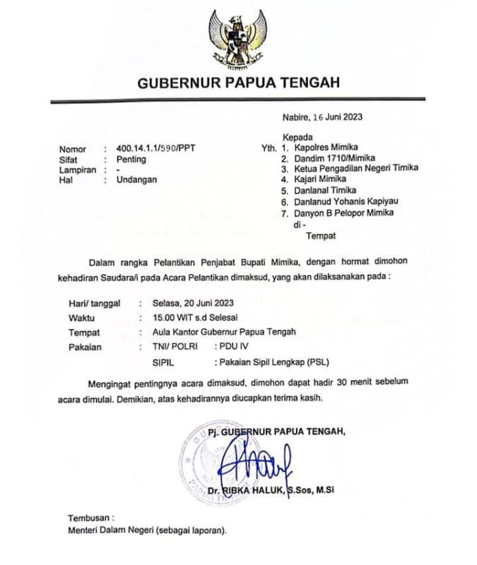 Ilustrasi berita MIMIKA: Pj Sekda Papua Tengah dari Kemendagri Mestinya Paham Hukum, PJ Gubernur Papua Tengah Diminta Tidak Gegabah Lantik Pj Bupati Mimika