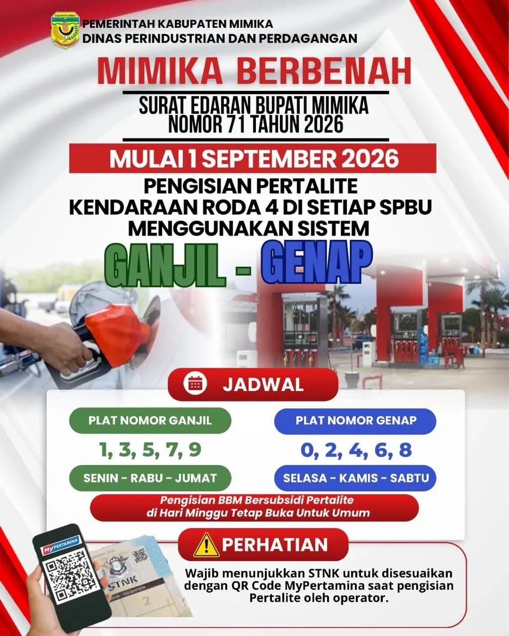 Ilustrasi berita Mimika: Mulai 1 September 2026, Pengisian Pertalite di Mimika Berlaku Sistem Ganjil-Genap, Simak Aturannya