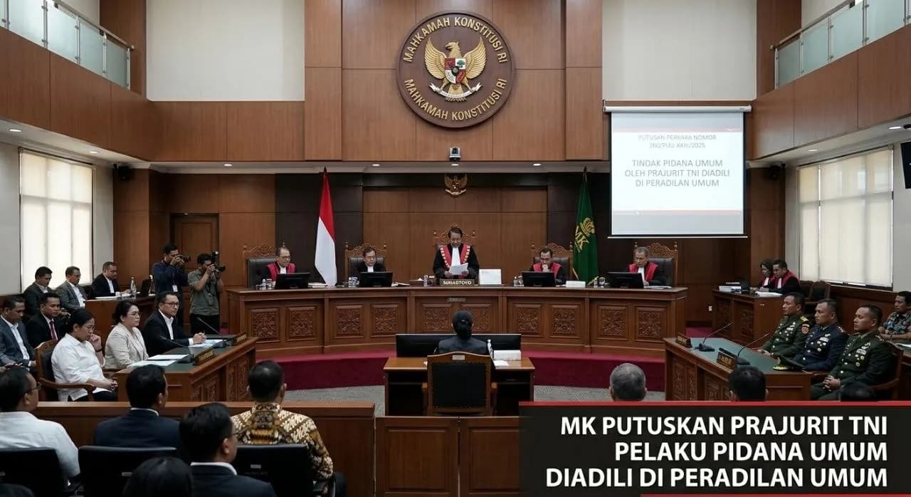 Ilustrasi berita Hukum: Peradilan Militer Hanya Terkait Tugas, MK Putuskan Prajurit TNI Pelaku Pidana Umum Diadili di Peradilan Umum
