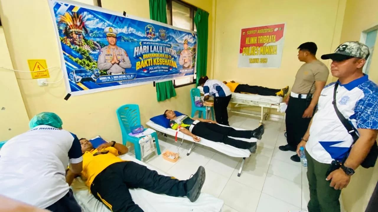Ilustrasi berita Mimika: HUT Lalu Lintas ke-71, Satlantas Polres Mimika Gelar Donor Darah, Ini Rangkaian Baksos yang Dilakukan