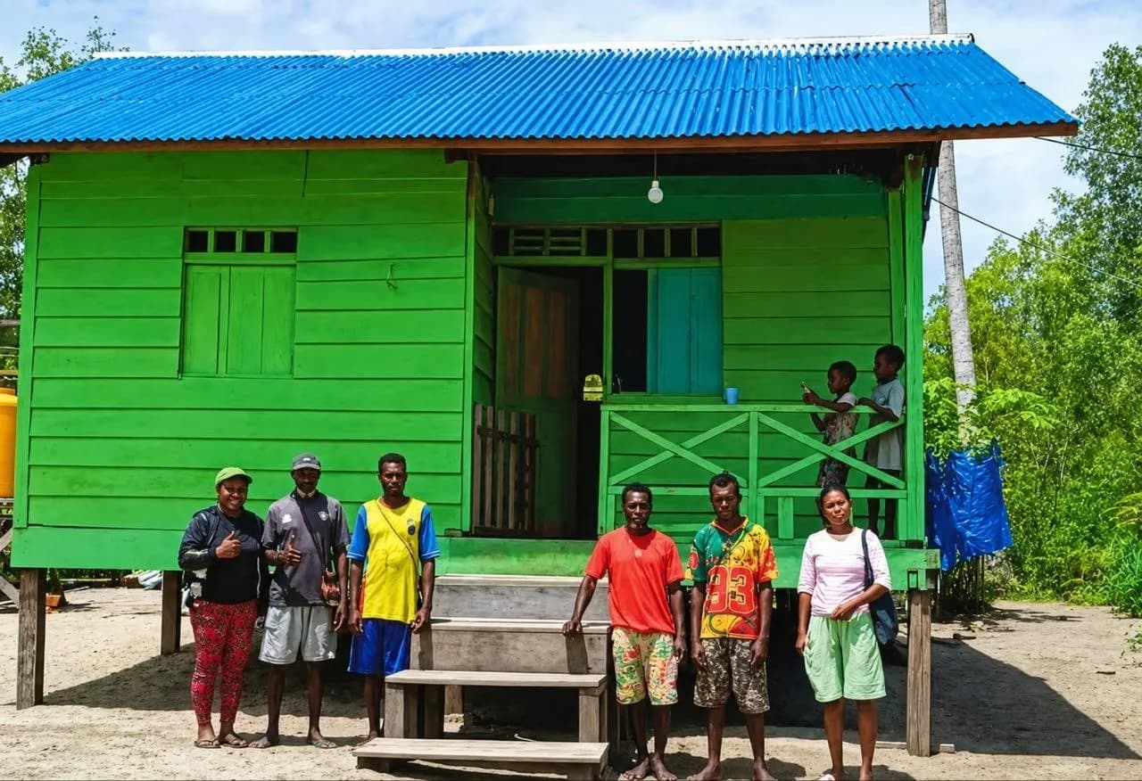 rumah layak huni yang dibangun untuk warga setempat sebagai bagian dari program pemberdayaan berbasis kampung YPMAK
