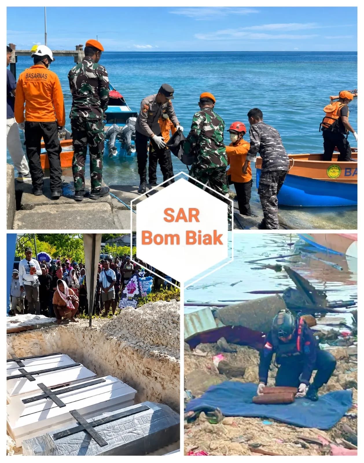 Ilustrasi berita BERITA UTAMA: Lima Korban Bom Biak Dimakamkan Satu Liang Lahat, Tim SAR Gabungan Temukan 13 Potongan Tubuh Manusia