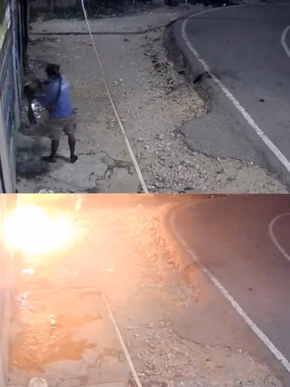 Tampak pelaku yang terekam kamera CCTV hendak membakar sebuah kios milik warga di sekitar kawasan Bandara Lama Enarotali, Kabupaten Paniai, Papua Tengah, Kamis (10/9).
