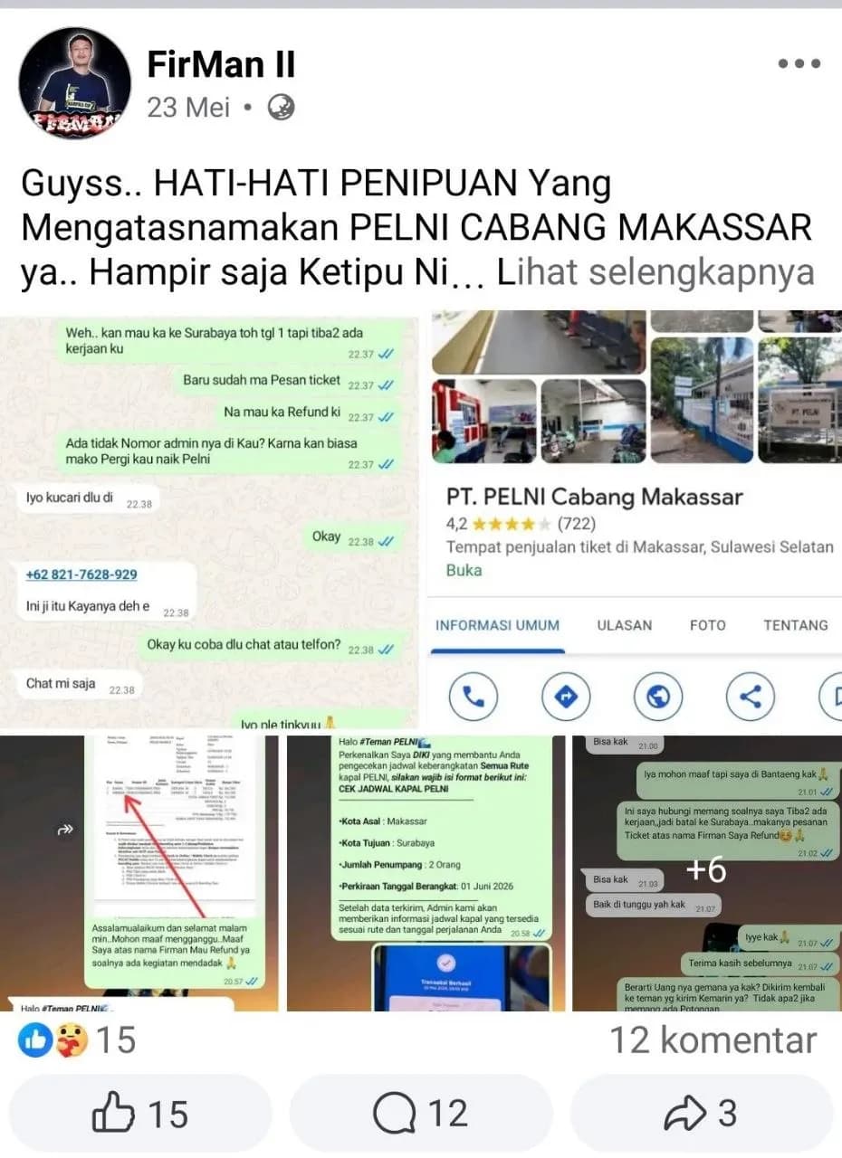 Skripsinshut postingan penjualan tiket Kapal Pelni.