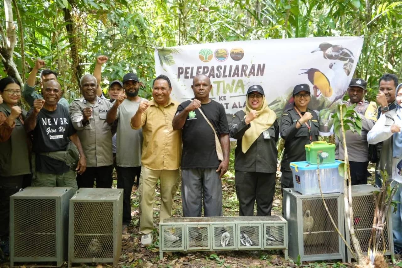 Barantin melalui Balai Besar Karantina Hewan Ikan dan Tumbuhan Papua saat melepas kembali satwa sitaan ke habitat aslinya di Jayapura.