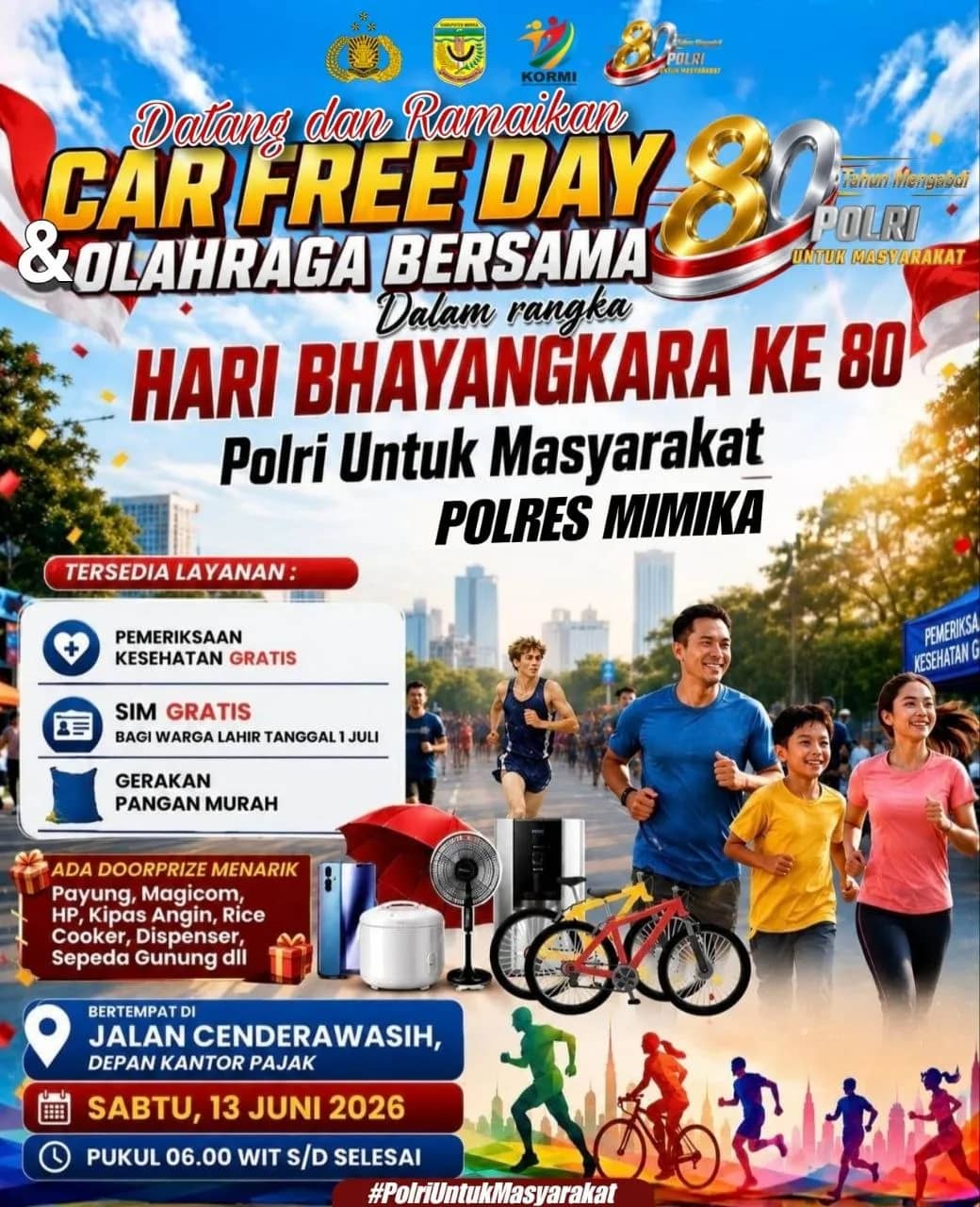 Car Free Day dan Olahraga bersama dalam rangka Hari Bhayangkara ke 80
