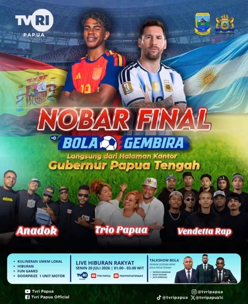 Nobar Final Piala Dunia di Halaman Kantor Gubernur Papua Tengah