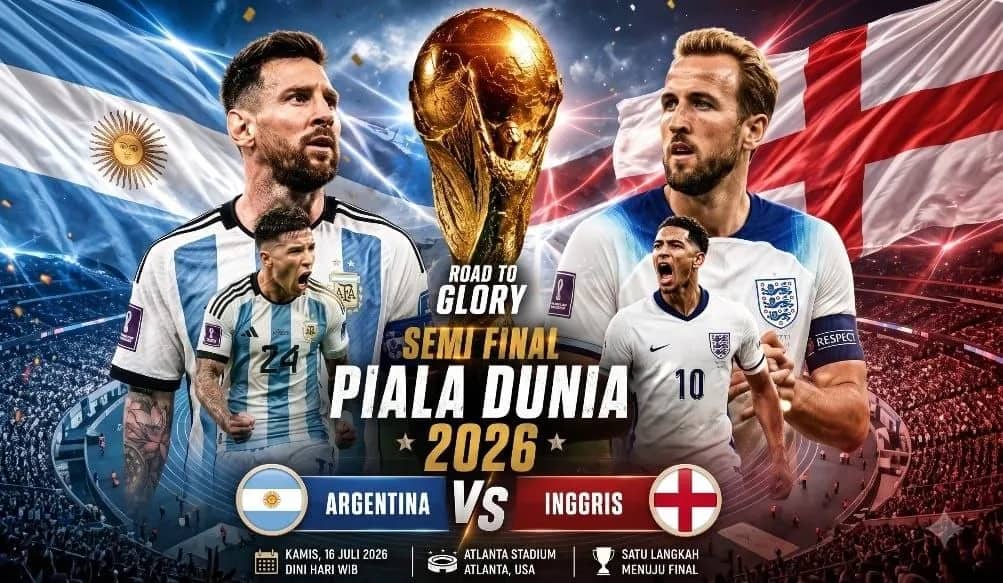 Ilustrasi berita Olahraga: Laga Klasik Piala Dunia: Tango Kejar Bintang Keempat, The Three Lions Bidik Final Kedua