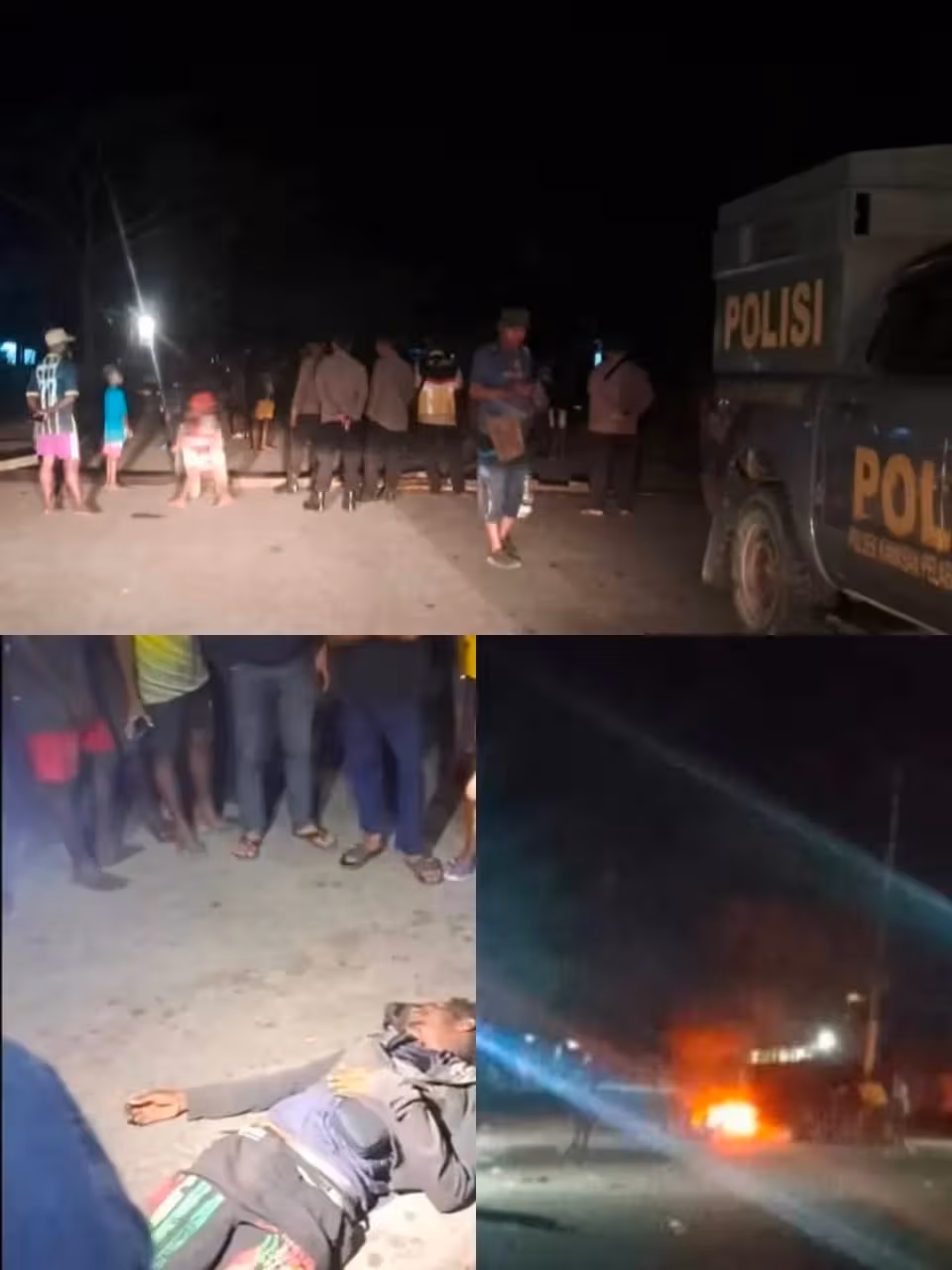 Tampak Korban dan jalan yang dipalang masyarakat