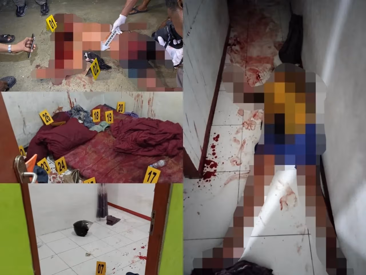 Satreskrim Polresta Jayapura Kota saat olah TKP pembunuhan di Kompleks SMA 4 Entrop, Jalan Beringin, Distrik Jayapura Selatan, Kota Jayapura.