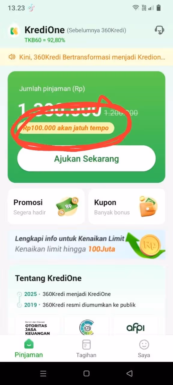 Layanan pengaduan resmi KrediOne dapat dihubungi melalui telepon di 08557996888 (Senin-Minggu, 08:00-20:00 WIB), email resmi cs@kredione.id, atau fitur chat langsung di aplikasi.