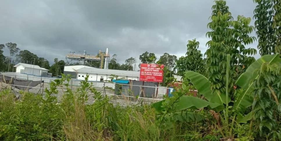 PLTG Pomako dan pengumuman tanah dijual