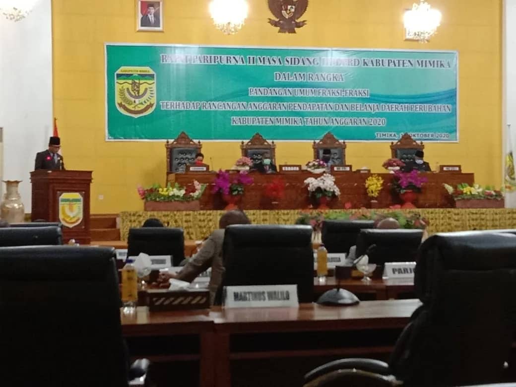 Suasana sidang paripurna APBD Perubahan Mimika Tahun 2020