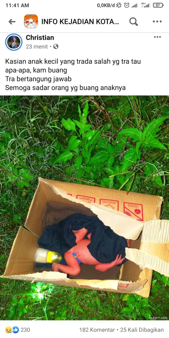 Ilustrasi berita Mimika: Bayi Merah Dibuang di Jalan Baru Beredar di Facebook, Inilah Faktanya