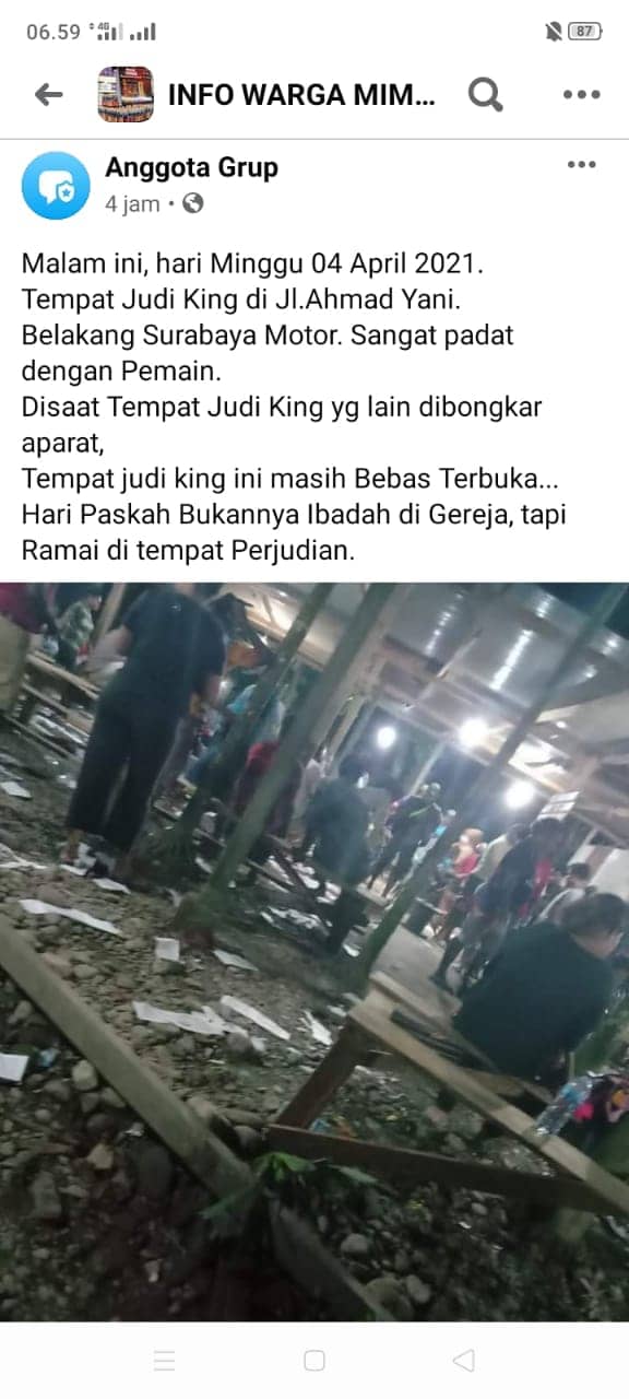 Lapak judi King yang diunggah ke medsos
