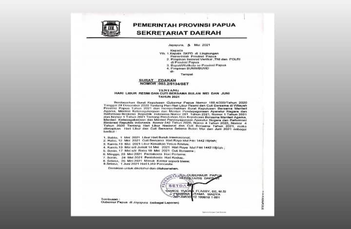 Surat edaran libur dan cuti bersama Idul Fitri 2021