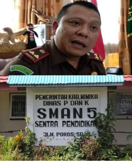 Alexander Sinuraya foto (atas) dan Sentra Pendidikan Mimika foto (bawah)