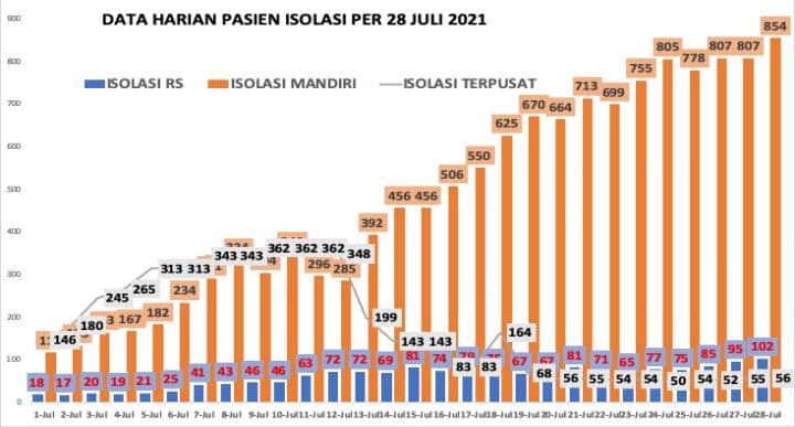 Data harian pasien isolasi di Kabupaten Mimika