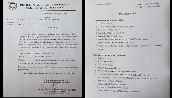 Undangan pertemuan di Jayapura