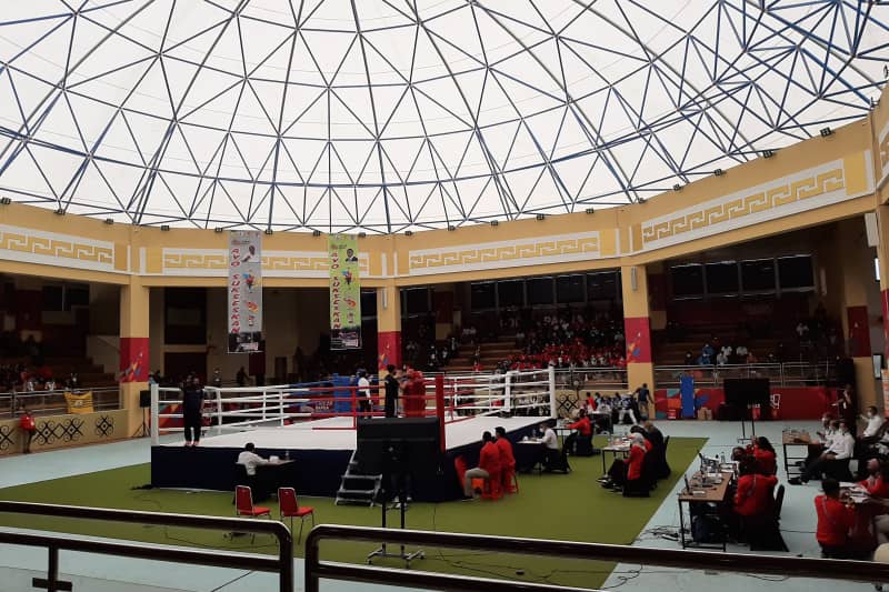 Suasana tempat pertandingan Muaythai PON Papua di STT GIDI, Sentani, Selasa (28/9).