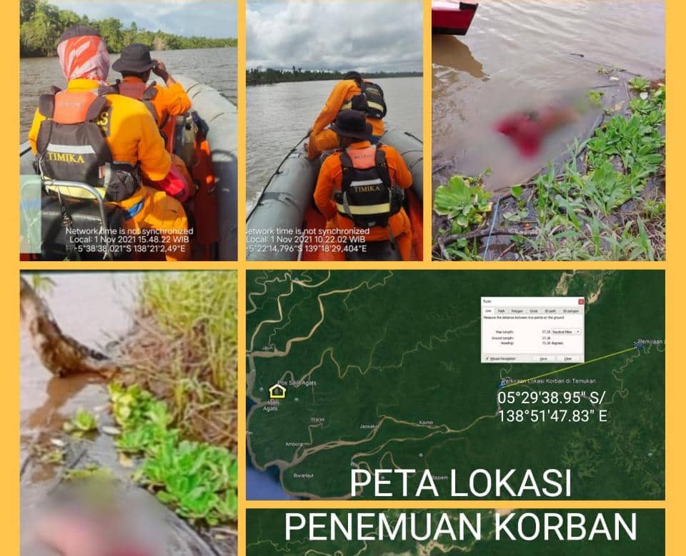 Tim SAR menuju tempat ditemukannya jazad korban.