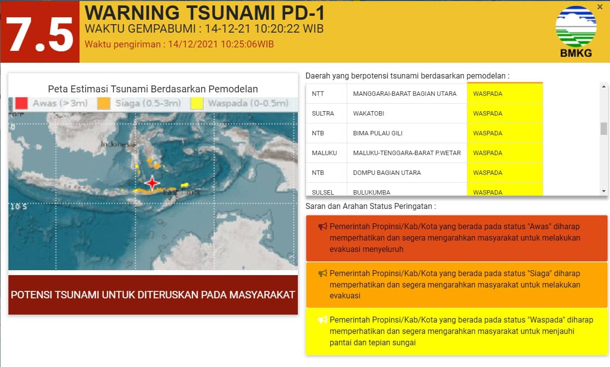 Ilustrasi berita Nasional: Baru Saja, Larantuka Diguncang Gempa, Berpotensi Tsunami !!!