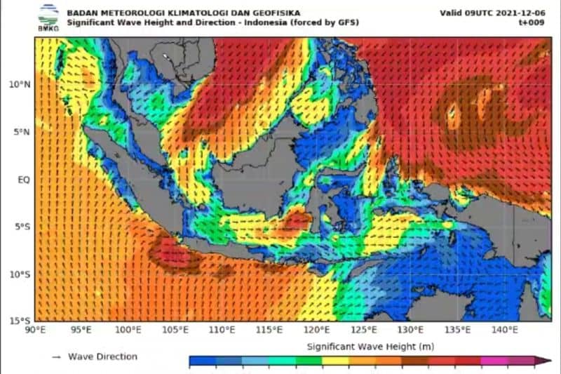 Pantauan citra satelit BMKG tentang potensi gelombang tinggi.