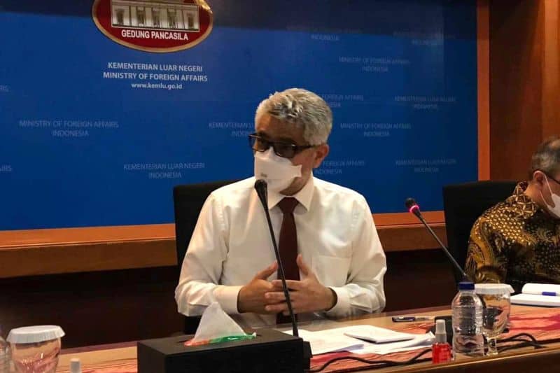Direktur Jenderal Asia Pasifik dan Afrika Kementerian Luar Negeri RI, Abdul Kadir Jailani, dalam pengarahan pers di Jakarta, Kamis (13/1/2022).