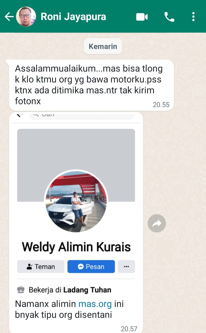 Ilustrasi berita Mimika: Gelapkan Kendaraan Rental, Warga Jayapura Diduga Kabur ke Timika, Korban Berharap Diselesaikan Secara Kekeluargaan