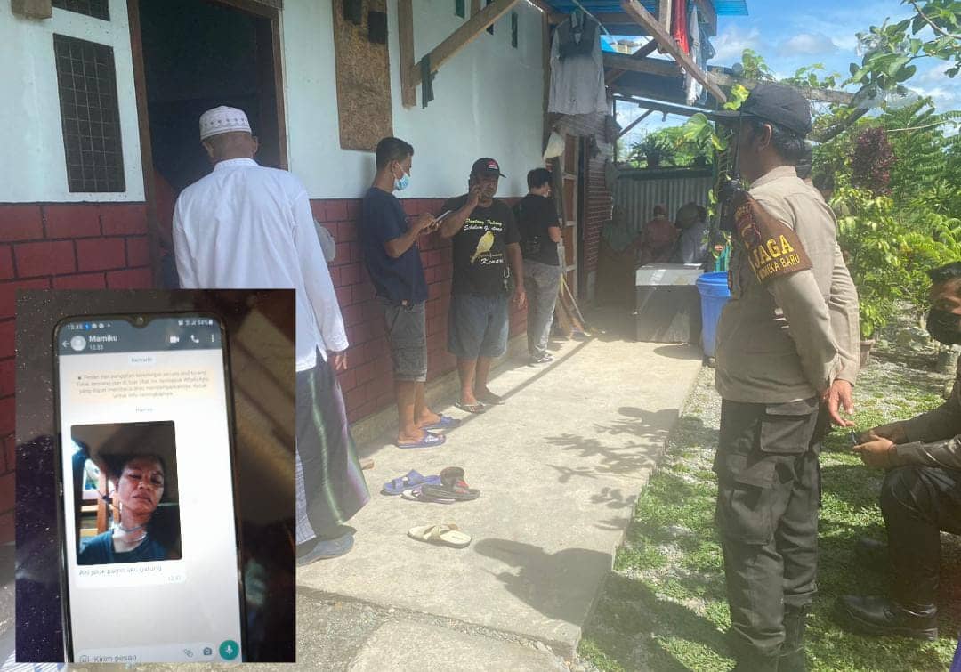 Polisi saat melakukan olah TKP. Insert: foto korban