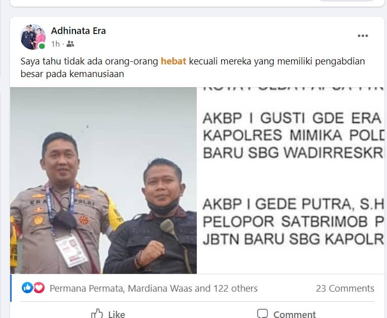 Ilustrasi berita Mimika: Kapolres Mimika Diganti, AKBP I Gusti Era Adhinata Duduki Jabatan Baru Wadirreskrimsus Polda Papua