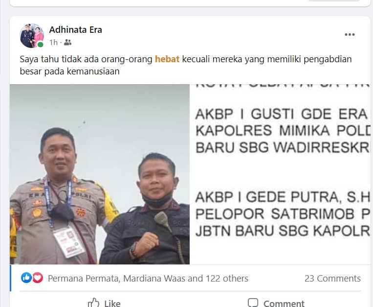Postingan di akun facebook Adhinata Era
