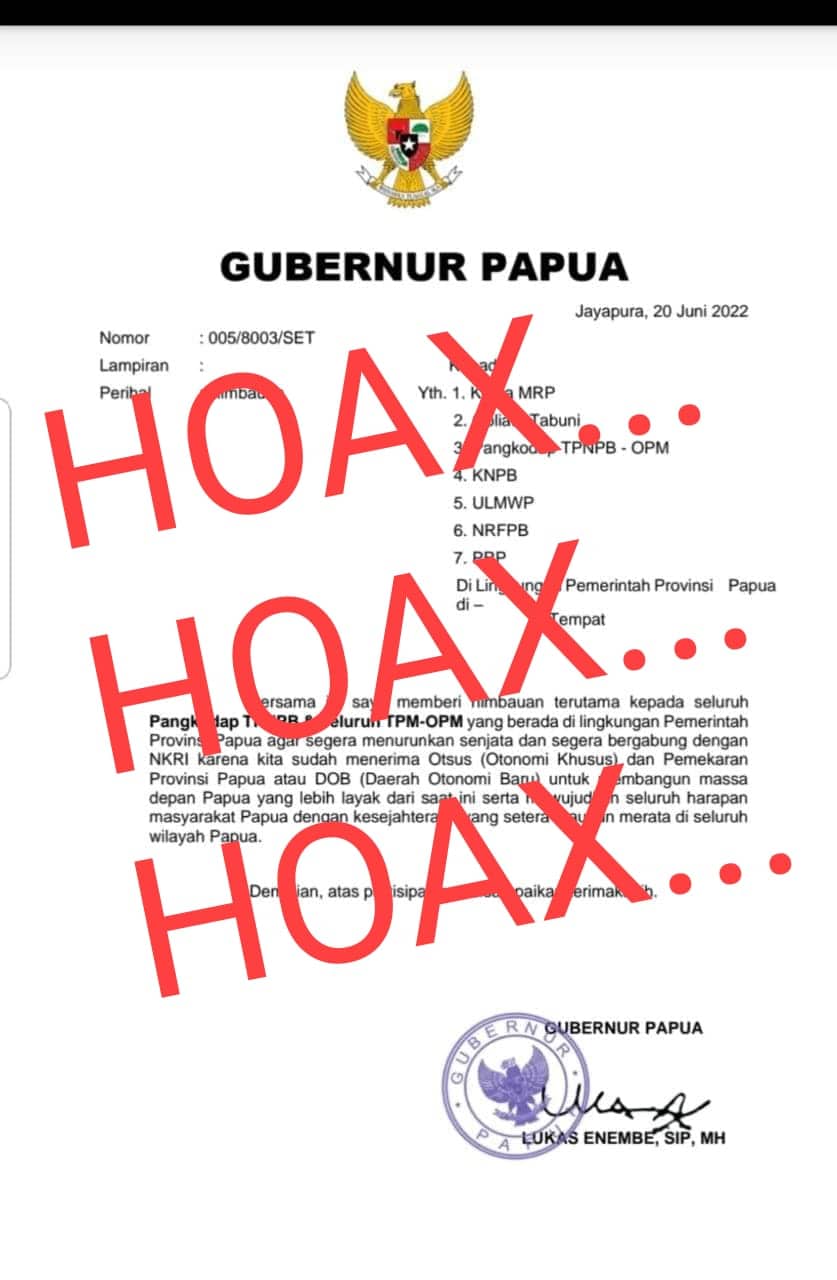 Ilustrasi berita Mimika: Beredar Surat Gubernur Papua Lukas Enembe Instruksikan TPNPB-OPM Segera Letakkan Senjata