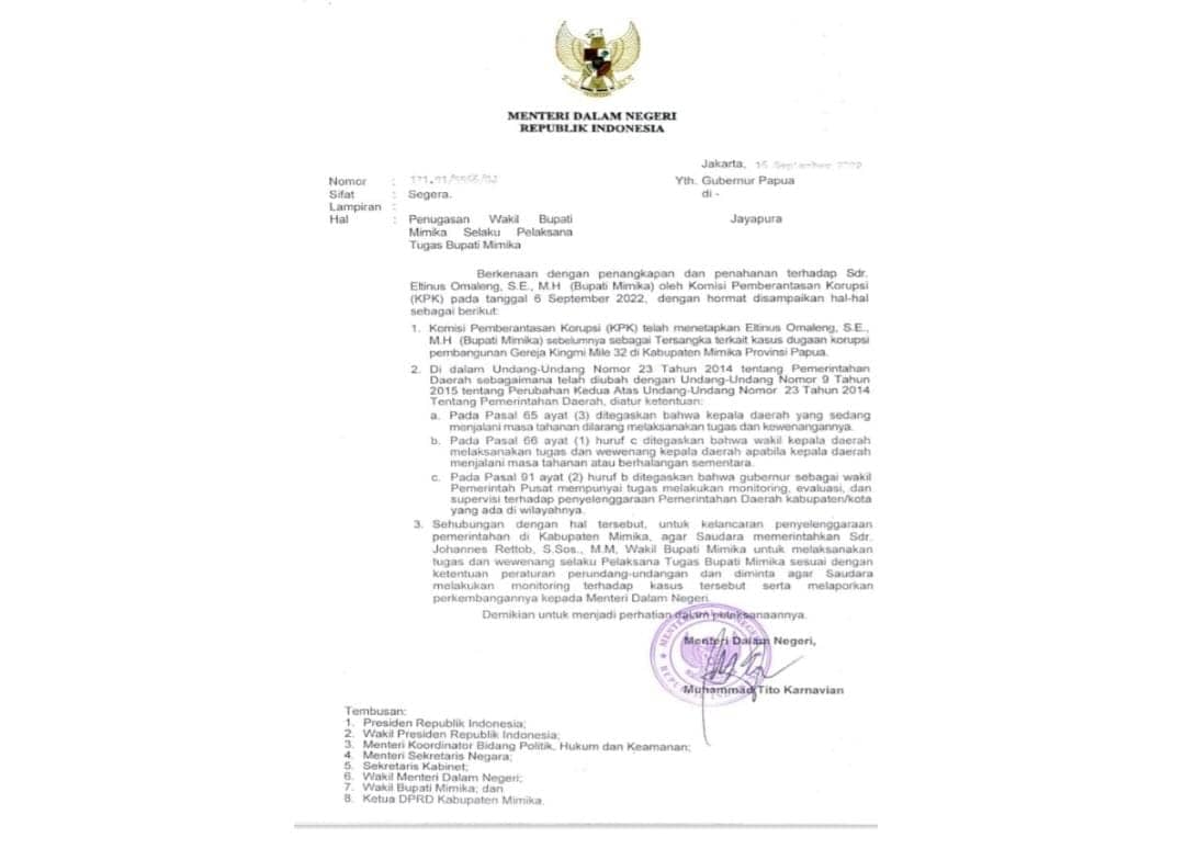 SK Plt Bupati Mimika