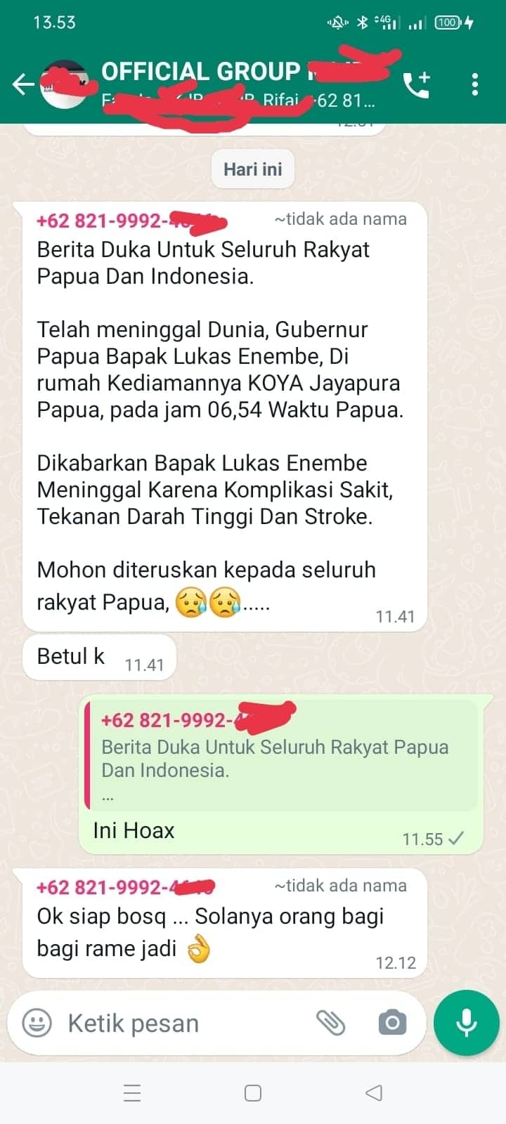 Ilustrasi berita Papua: Ditengah Kabar Upaya Jemput Paksa KPK, Hoax Gubernur Lukas Enembe Meninggal Dunia Kembali Beredar
