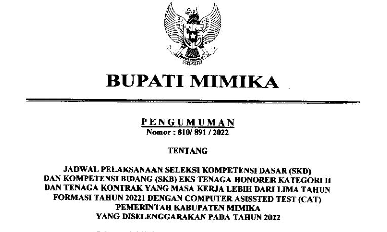 Ilustrasi berita Mimika: 538 Honorer Mimika Ikut Tes CAT Tanggal 5 dan 6 Desember, Plt Bupati Pastikan Kuota Sisa Menyusul, Simak Daftar Nama Mereka