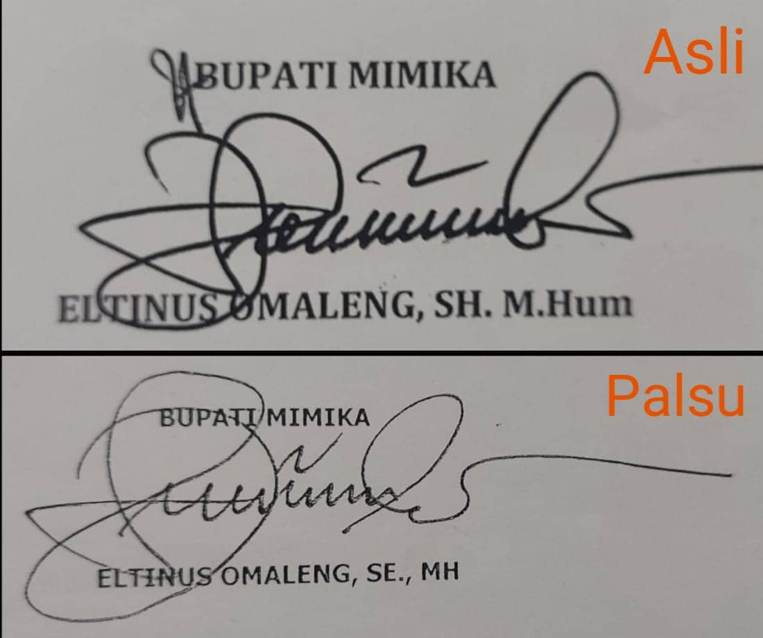 Ilustrasi berita Mimika: Ditemukan Tanda Tangan Palsu Pada SK Rolling Jabatan Tahun 2022, Plt Bupati Mimika Diminta Tindak Tegas Bawahan
