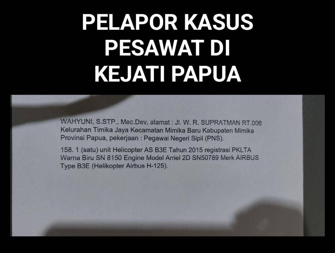 Ilustrasi berita Mimika: Selama Ini Dibantah, Ternyata Pelapor Kasus Pesawat di Kejati Papua Mantan Kepala Dishub Mimika