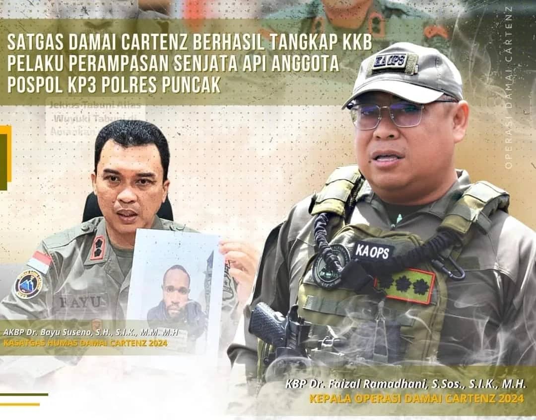 Ilustrasi berita Papua: Pelaku Perampasan Senjata Api Anggota Pospol KP3 Polres Puncak Ditangkap