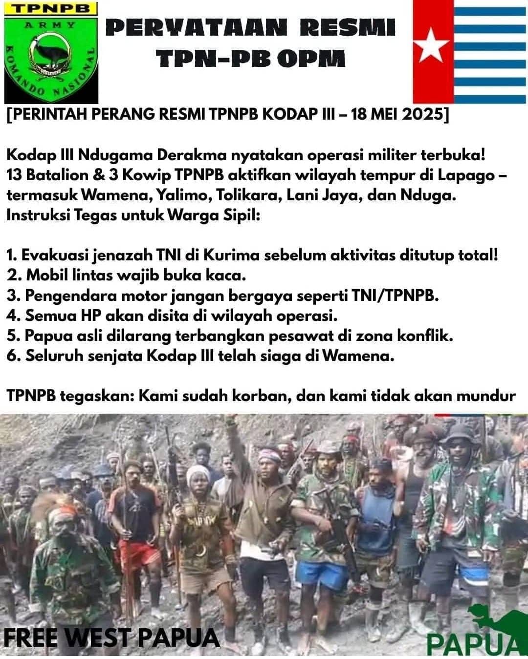 Ilustrasi berita Papua: Satgas Damai Cartenz dan TPNPB Terlibat Kontak Senjata di Wamena, Satu Mobil Diamankan
