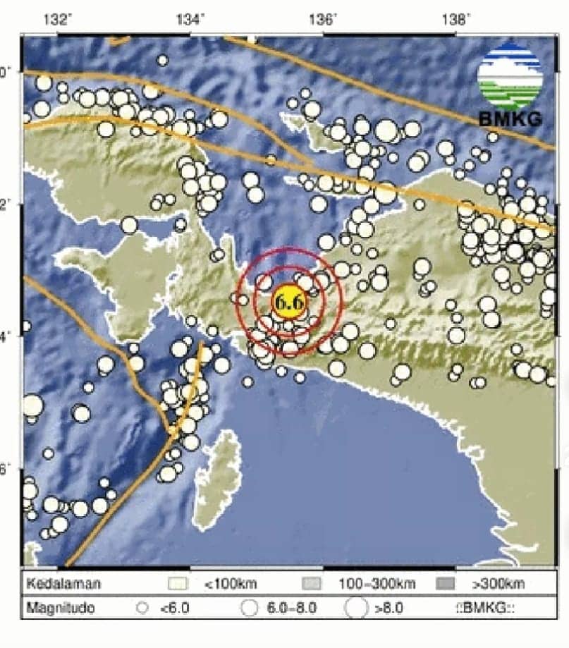 Ilustrasi berita Mimika: Dinihari Tadi Gempa Magnitudo 6,6 Guncang Nabire, BMKG Catat Enam Gempa Susulan
