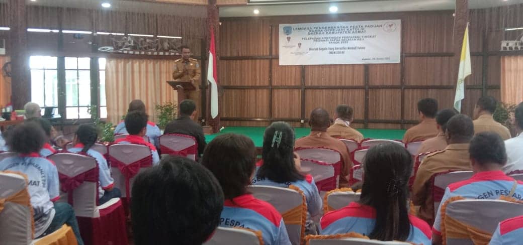 Ilustrasi berita Papua: Lepas Kontingen Asmat Menuju Pesparani I Papua Selatan, Bupati Thomas Janji akan Fasilitasi Menuju Event Nasional Apabila Juara