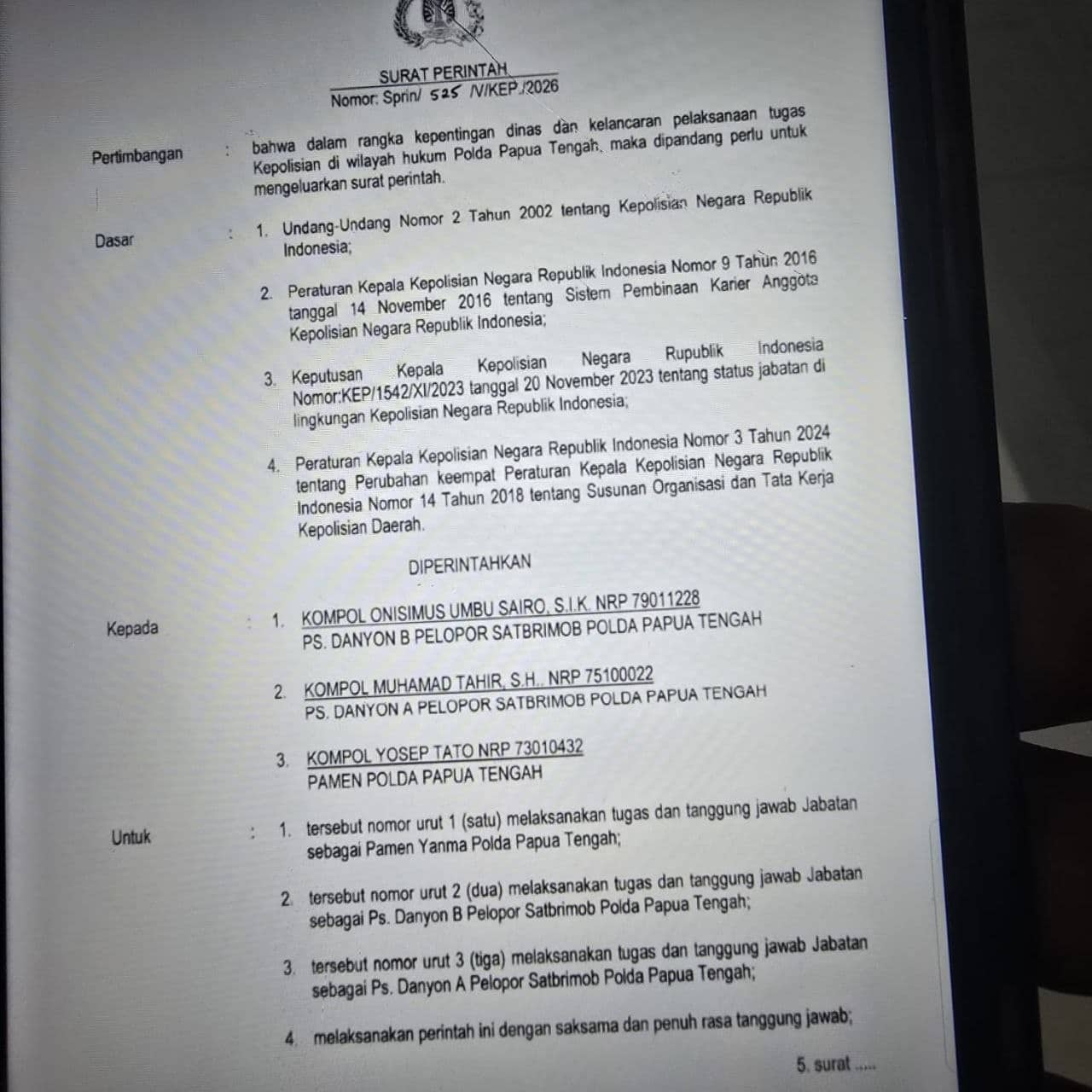 Ilustrasi berita Mimika: Danyon Brimob Timika Resmi Diganti, Umbu Sairo Pindah Tugas ke Nabire, Muhamad Tahir Bergeser ke Mimika