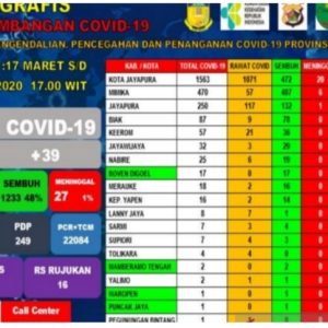 Pasien Positif COVID-19 di Papua 2.568 Orang dan Mimika 470