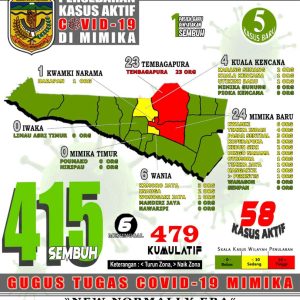 58 Warga Mimika Diisolasi, Update Covid 19 pukul 19.00 WIT 23 Juli