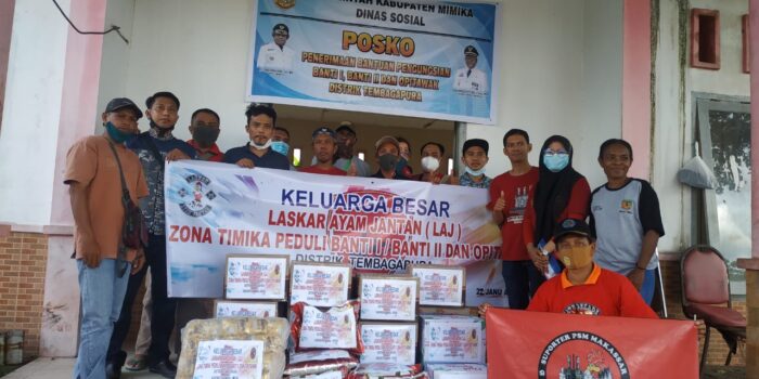 Organinsasi Laskar Ayam Jantan (LAJ) Zona Timika, Serahkan Bantuan untuk Pengungsi Tembagapura