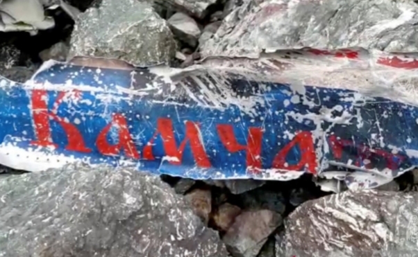 Ilustrasi - Bangkai pesawat penumpang Rusia An-26 dengan tanda Kamchatka terlihat di lokasi jatuh di dekat Desa Palana di utara semenanjung Kamchatka, Rusia, dalam gambar yang diambil dari video, Rabu (7/7/2021)