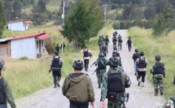 Ilustrasi pergerakan tim gabungan tentara dan polisi mengejar kelompok bersenjata di Beoga Kabupaten Puncak Papua.