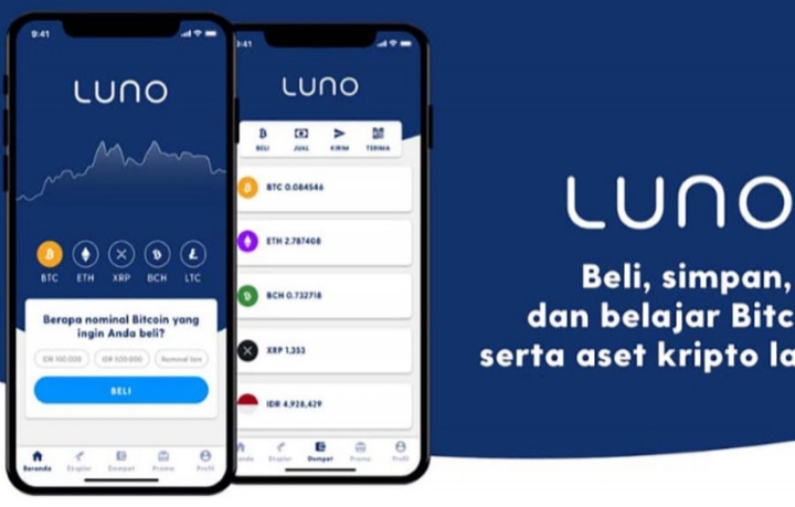 Aplikasi Luno, platform perdagangan kripto.